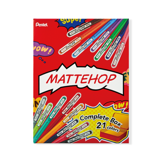 Pentel Hybrid Mattehop Gel Pen - Complete set of 21 colors with tin