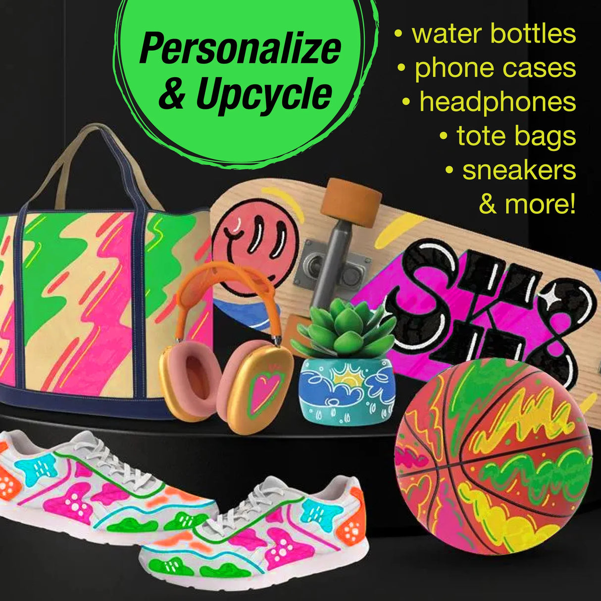 Faber-Castell Black Edition Shake & Paint Markers - Neon 4ct