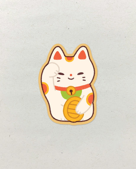 Lucky Cat Vinyl Sticker by natamori

✿ approx. 4.5 × 6.5 cm
✿ on a 3" × 3.5" sheet, easy to peel and stick
✿ matte vinyl sticker
✿ water- and scratch-resistant