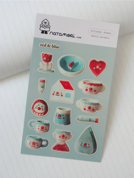 Red and Blue Sticker Sheet by natamori