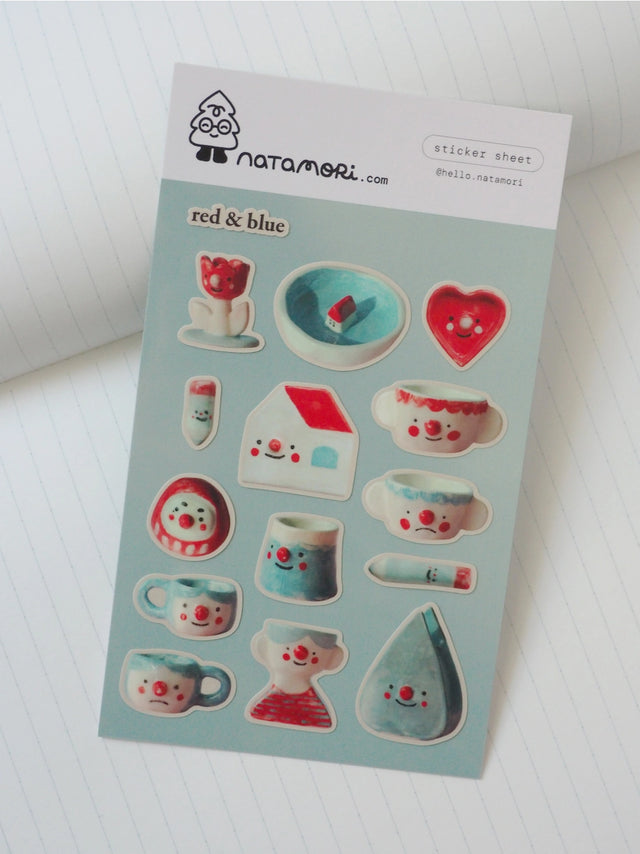 Red and Blue Sticker Sheet by natamori