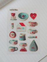 Red and Blue Sticker Sheet by natamori