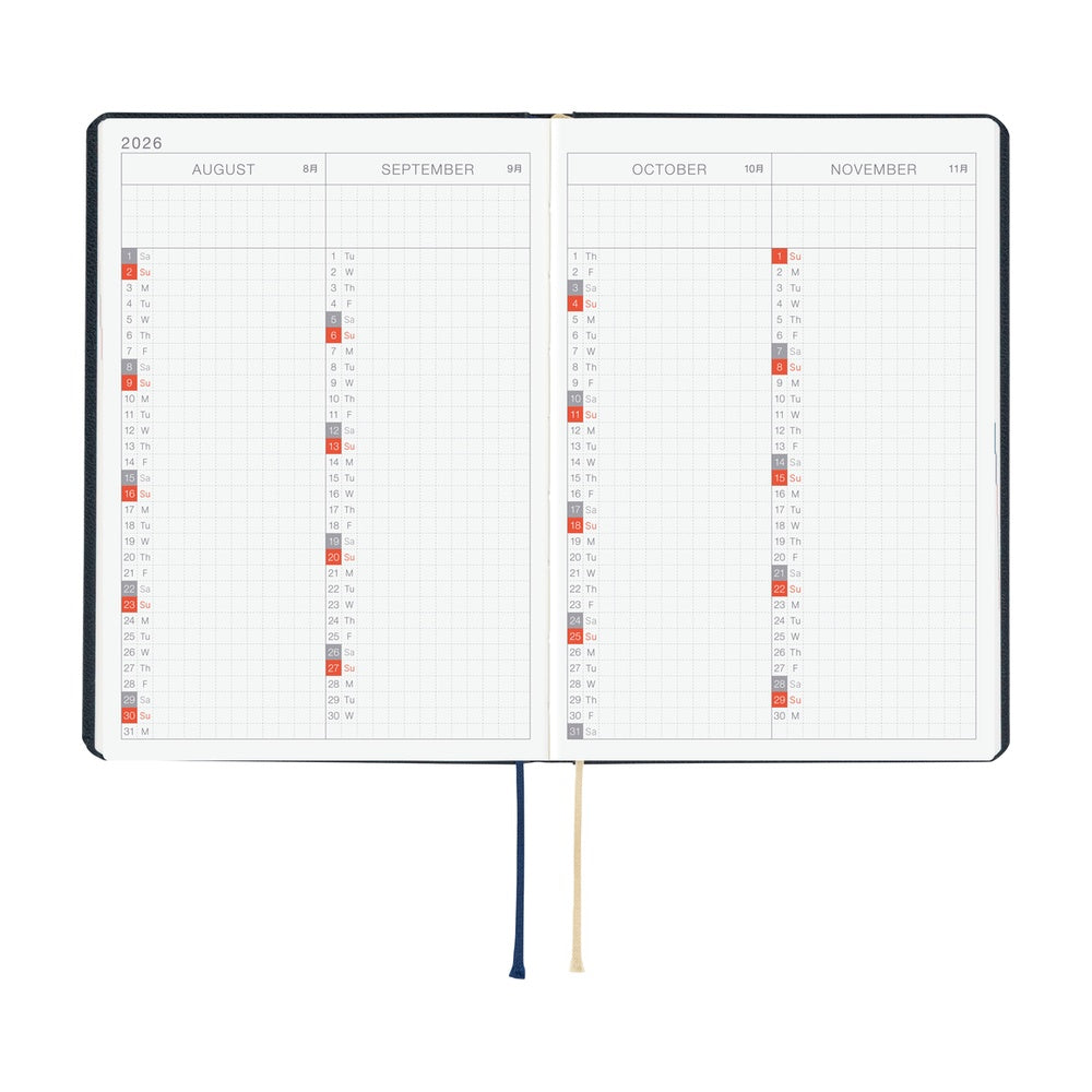 Hobonichi HON 2026 Slash (Navy) [ENG/A6/Jan Start] HON