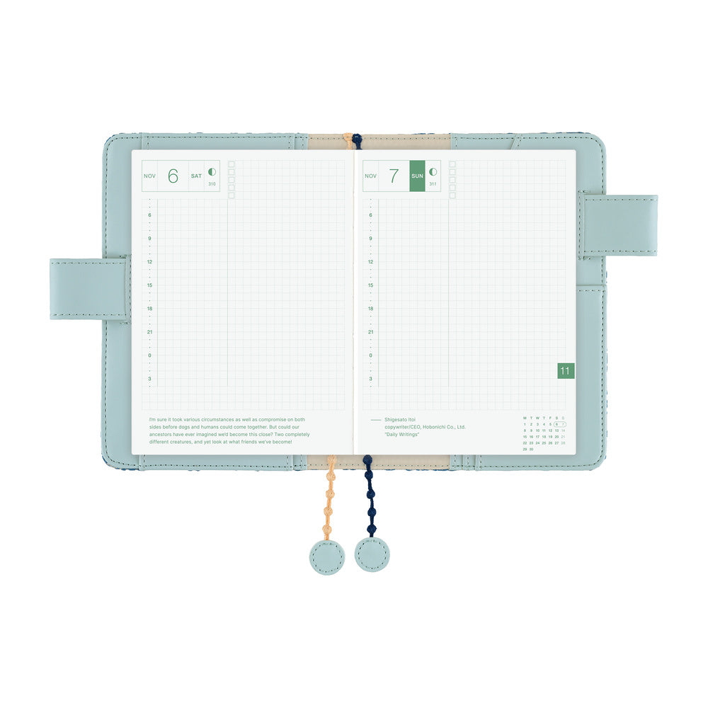 Hobonichi Techo A6 Cover – minä perhonen: felice (Blue) | Little