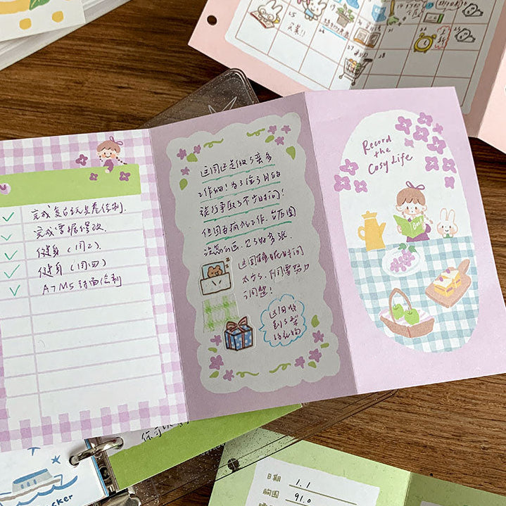 olinta - Week at Your Disposal M5 Tri-Fold Pages

Designed with a full, undated weekly layout split into three customizable sections, these inserts give you the freedom to plan your schedule exactly the way you like — whether you’re organizing appointments, tracking habits, mapping priorities, or adding creative journaling touches.

Specifications: 183mmx105mm
Material: 120g white craft

Number of pages: 10
