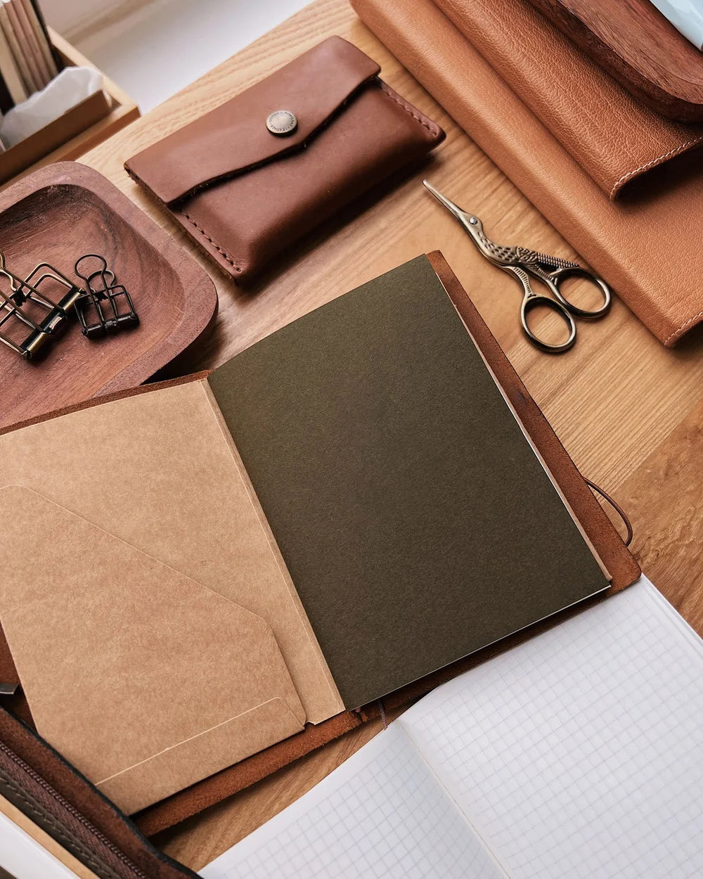 Sarica Studio Olive Green Notebook (Passport TN Size)