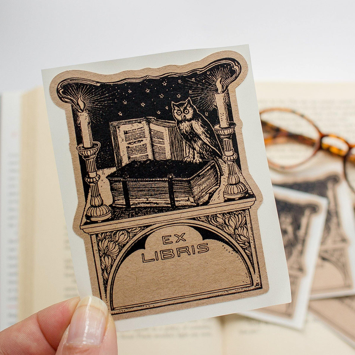 Owl in Library Bookplate Sticker – Little Craft Place