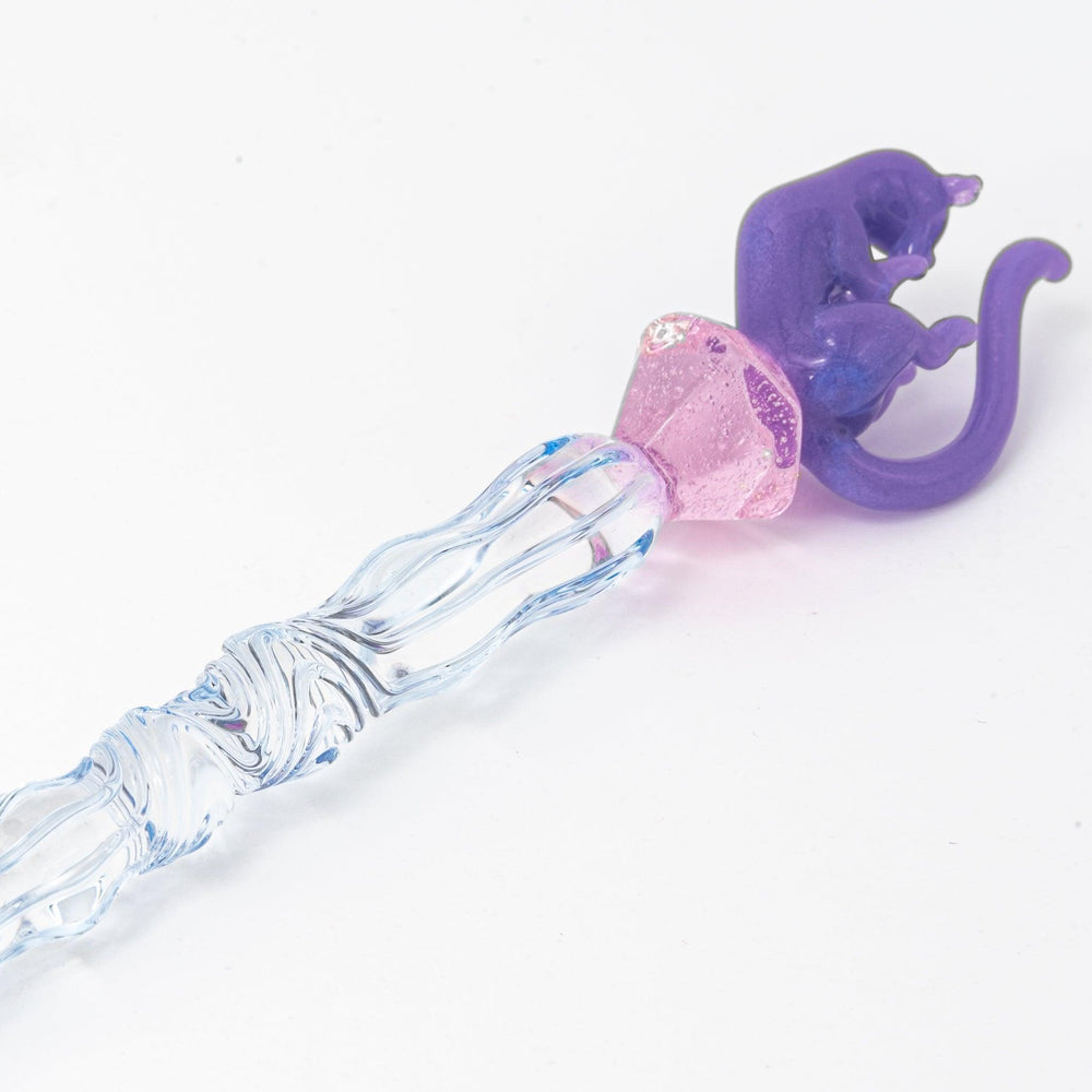 Pastel Purple Cat Glass Dip Pen with Pen Rest