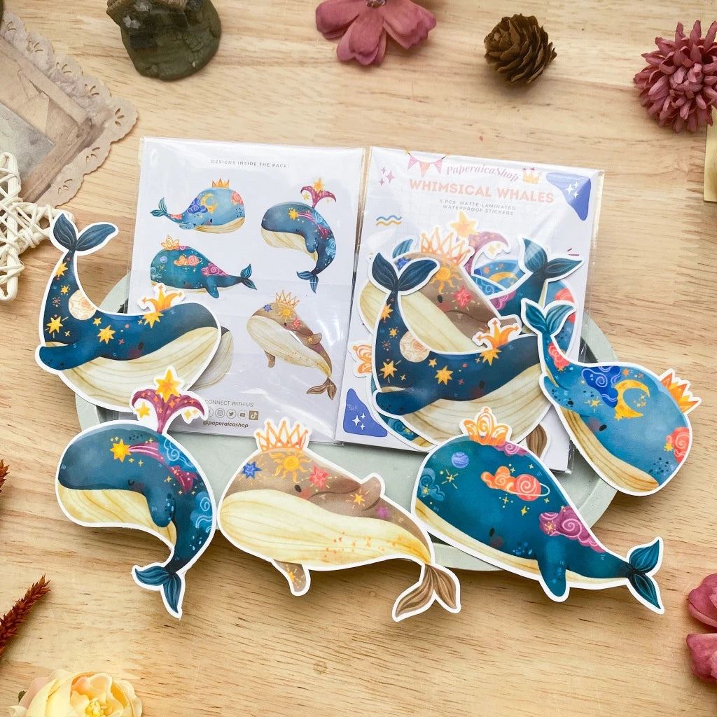 PaperaicaShop Whimsical Whales Sticker Pack