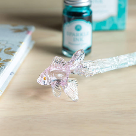 Pink Goldfish Glass Dip Pen