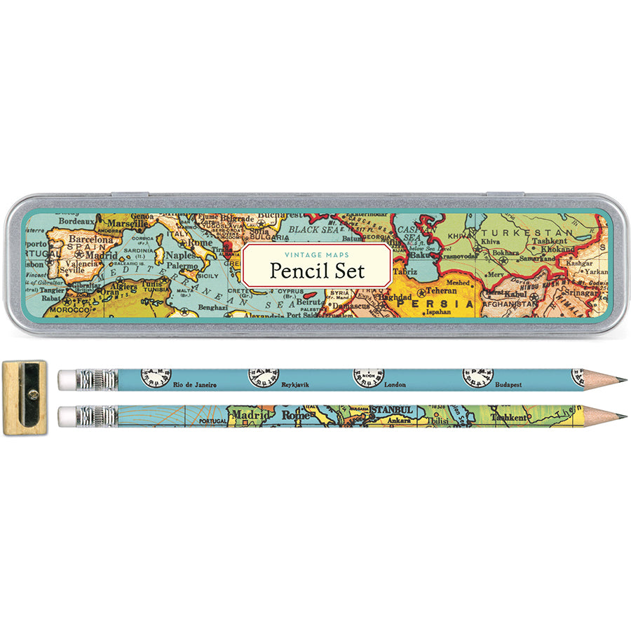 Vintage Maps Pencil Set