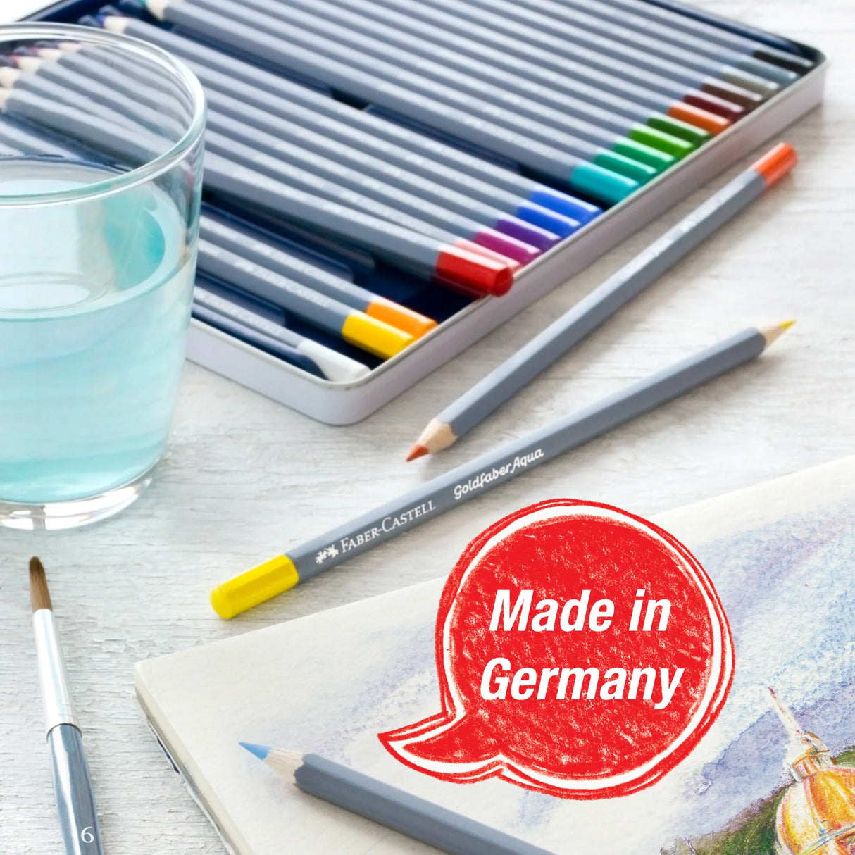 Faber-Castell Goldfaber Aqua Watercolor Pencils - Tin of 12
