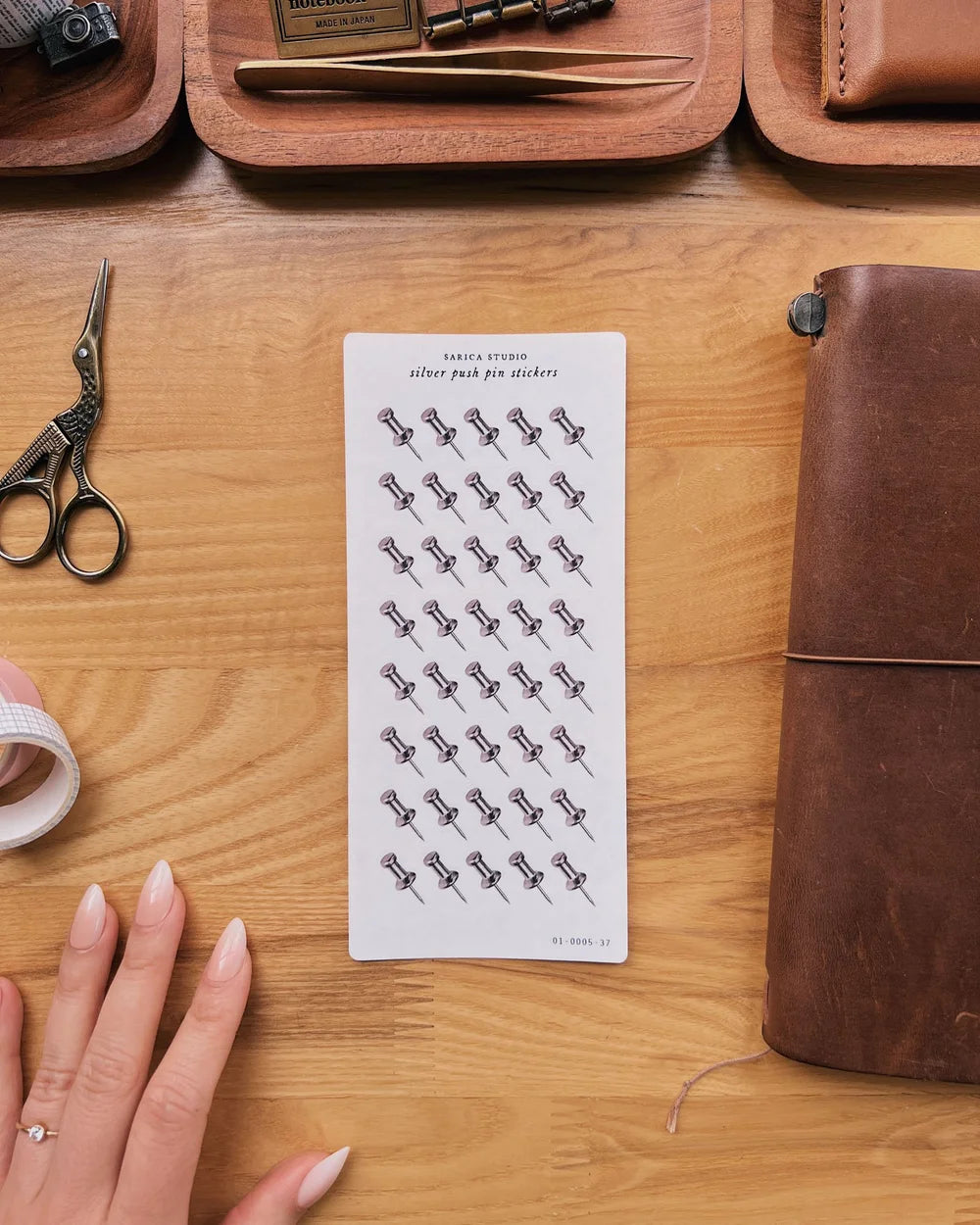Sarica Studio Silver Push Pin Stickers