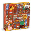 Puzzle box with colorful illustration of a wizard's library scene