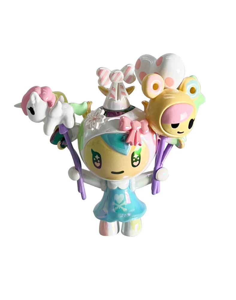 Celebrate 20 years of tokidoki with our 20th Anniversary Blind Box! This series features iconic characters reimagined in party-ready designs, including Donutella, Nijiko, Mozzarella, Adios, Mermicorno, and more—plus a special chaser, Party Bubbly! Join the celebration of two decades of signature & artwork, unforgettable characters, and kawaii culture with this must-have blind box collection for every tokidoki fan!