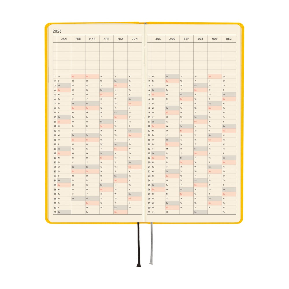 Hobonichi 2026 Weeks Mega Colors: Full Moon Yellow [ENG/Tall & Slim/Jan Start]