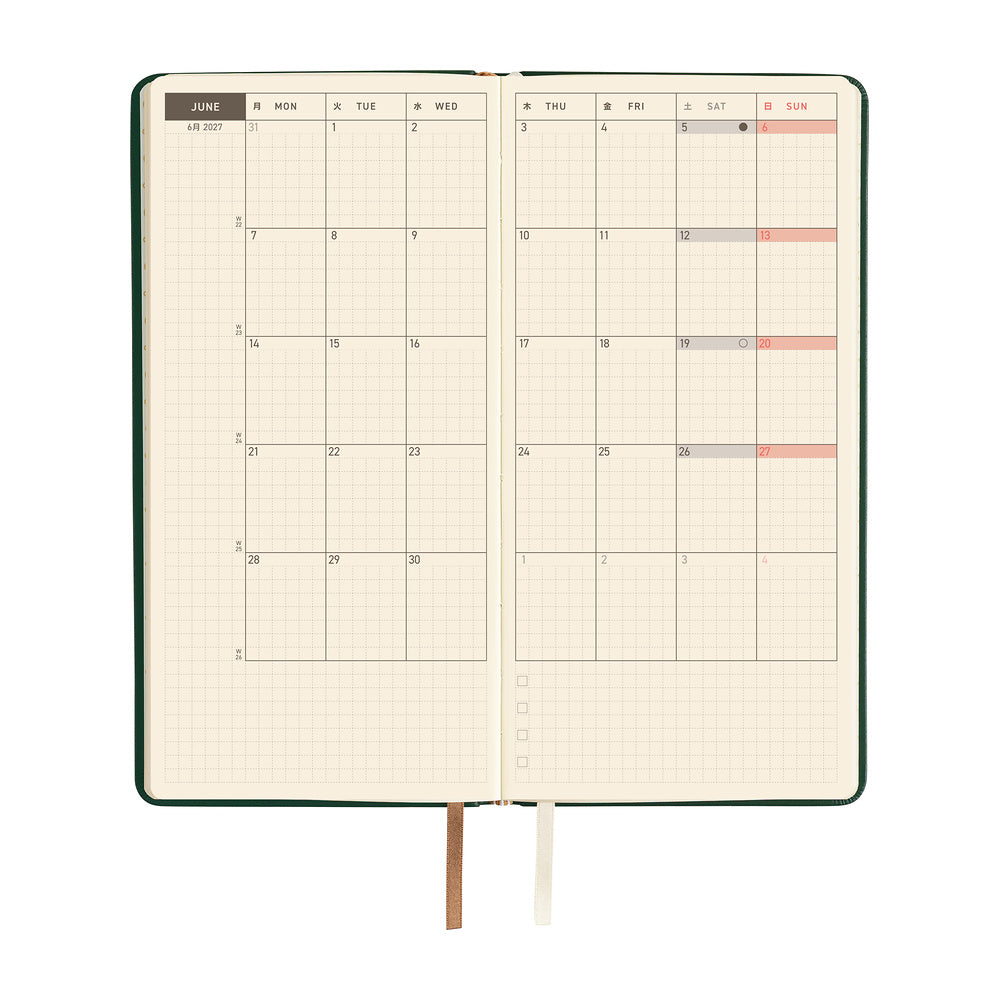 Hobonichi Techo Weeks 2027 - Leather: Forest Green