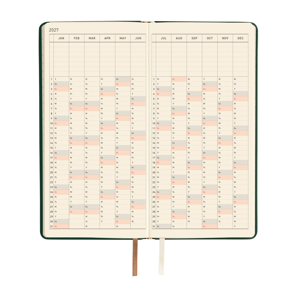 Hobonichi Techo Weeks 2027 - Leather: Forest Green