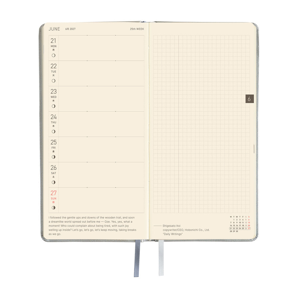 Hobonichi Techo Weeks 2027 - Leather: Noble Silver