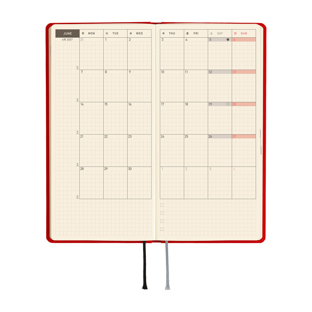 Hobonichi Techo Weeks 2027 - Colors: Poppy Red