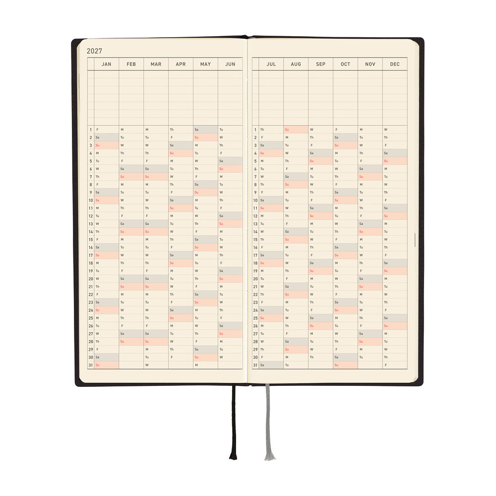 Hobonichi Techo Weeks 2027 - White Line: Black