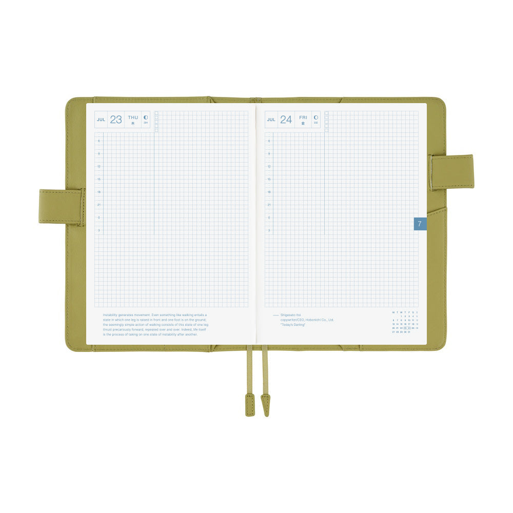 Hobonichi Techo 2026 Cousin A5 Book & Cover - Leather: Sage Green [ENG/A5/Jan Start]
