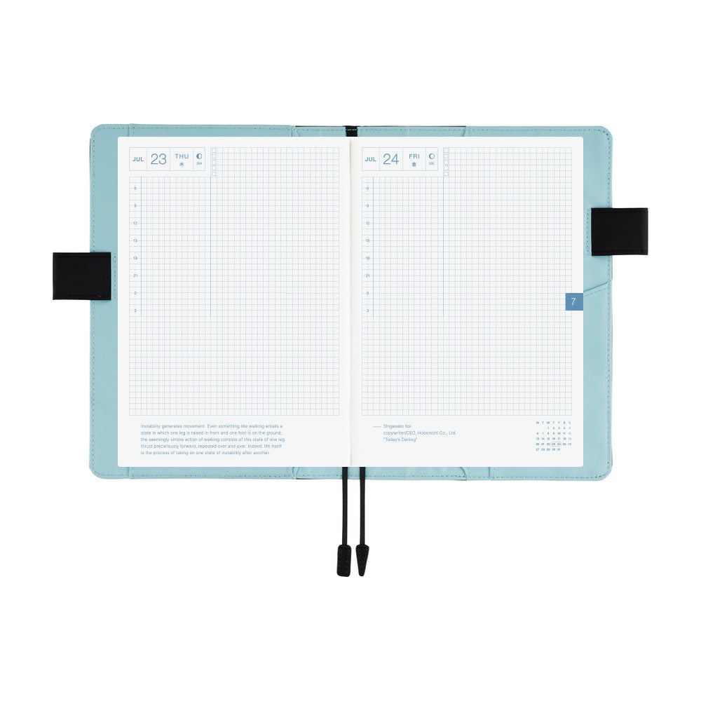 Hobonichi Techo A5 Cover - Colors: Black x Clear Blue