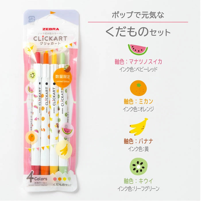 Clickart Retractable Felt Tip Marker Yurukawa Festival Series - Fruit