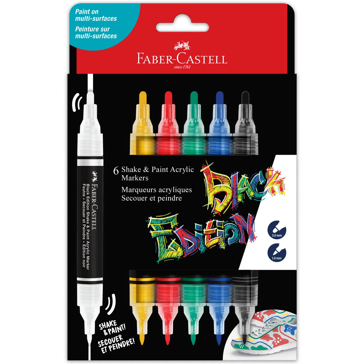 Faber-Castell Black Edition Shake & Paint Markers - Classic 6ct