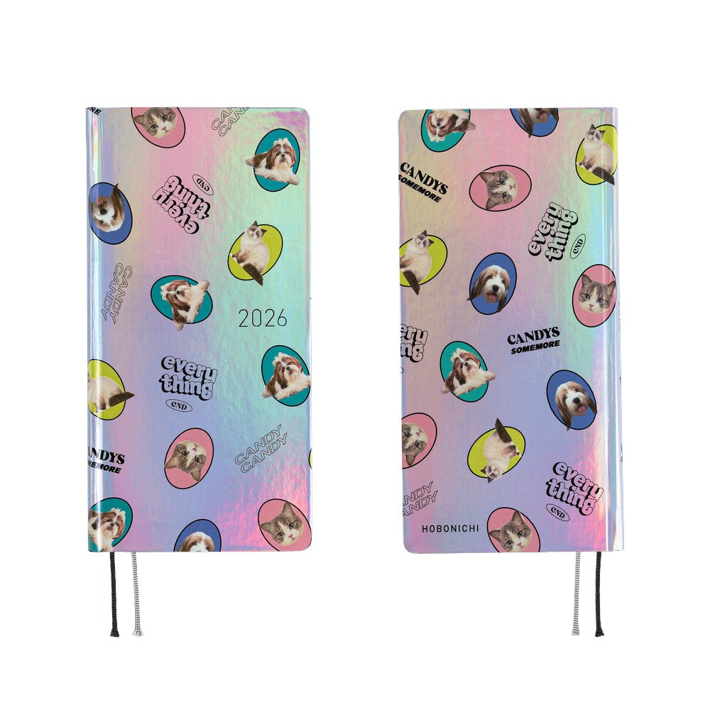Hobonichi 2026 Weeks Candy Stripper: Random Dog & Cat (Aurora) [ENG/Tall & Slim/Jan Start]