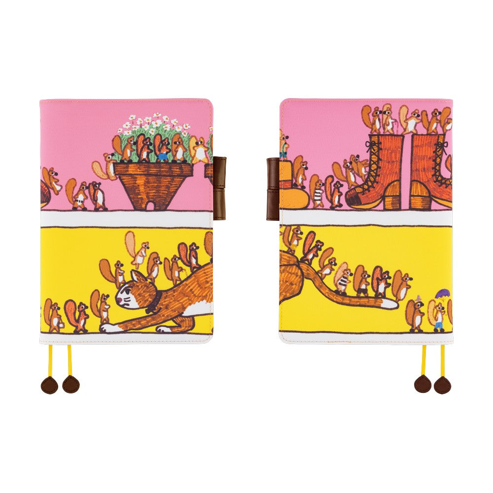 Hobonichi Techo 2026 Cousin A5 Book & Cover - 100%ORANGE: Where’s the Squirrel Going [ENG/A5/Jan Start]