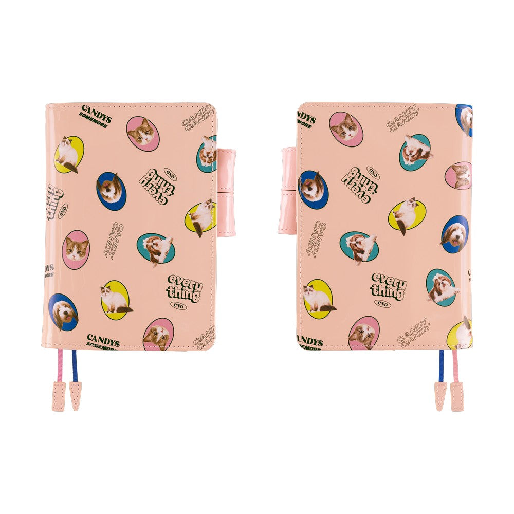 Hobonichi Techo 2026 Original Book & Cover - Candy Stripper: Random Dog & Cat (Pink) [ENG/A6/Jan Start]