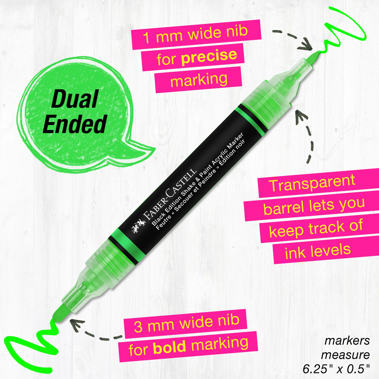 Faber-Castell Black Edition Shake & Paint Markers - Neon 4ct