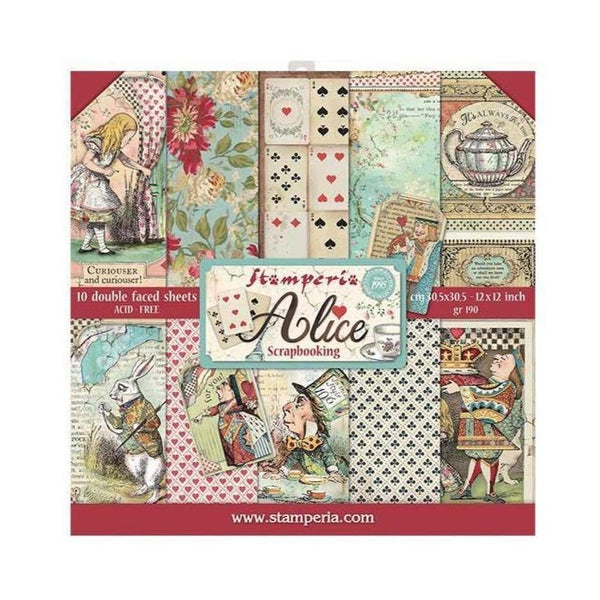 Alice In Wonderland Stamperia Double-Sided Paper Pad 12"X12" 10/Pkg