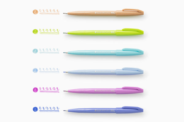 24 Colors New Pentel Fude Touch Brush Sign Pen 24 Colors BOX SET _12  Original Colors 12 Pastel Colors 