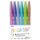 Pentel Fude Touch Brush Sign Pen 6 New Colors