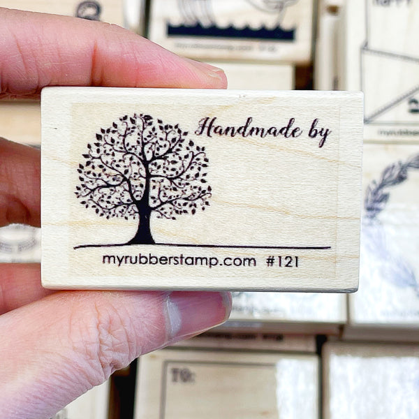 Tree Handmade By Rubber Stamp, perfect for labeling your homemade goodies, cookies and jam.