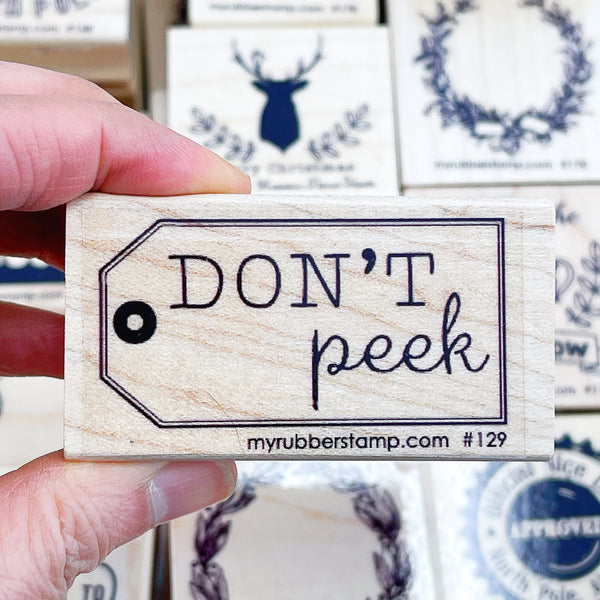 Don't Peek Gift Tag Christmas Rubber Stamp