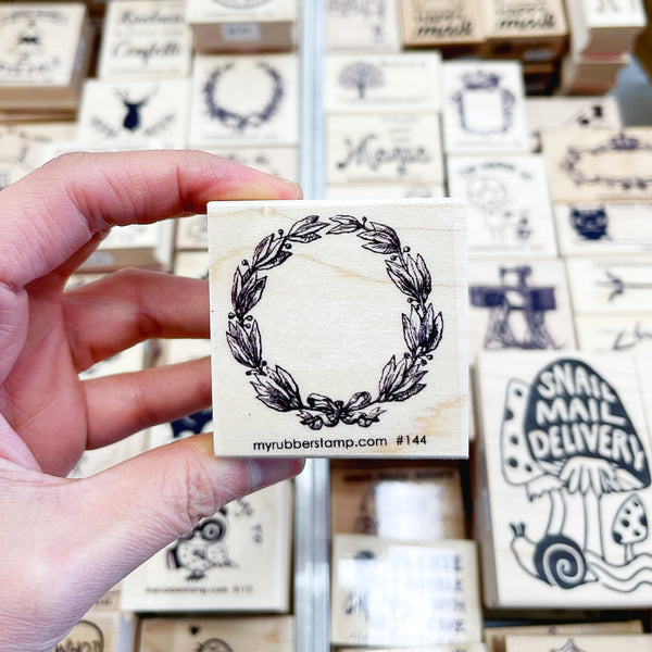 Vintage Wreath Rubber Stamp, it can be used as library stamp, address stamp and just as is. Fill in any notes and message you want in the middle of the wreath.