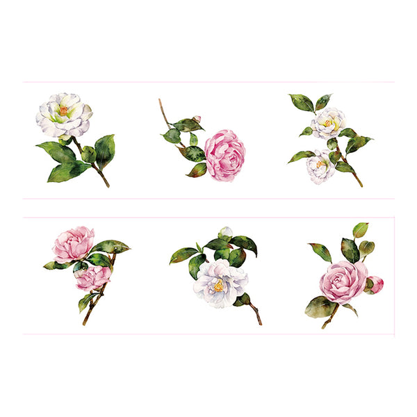 Peony Flower Rose Flower Wide Washi Tape