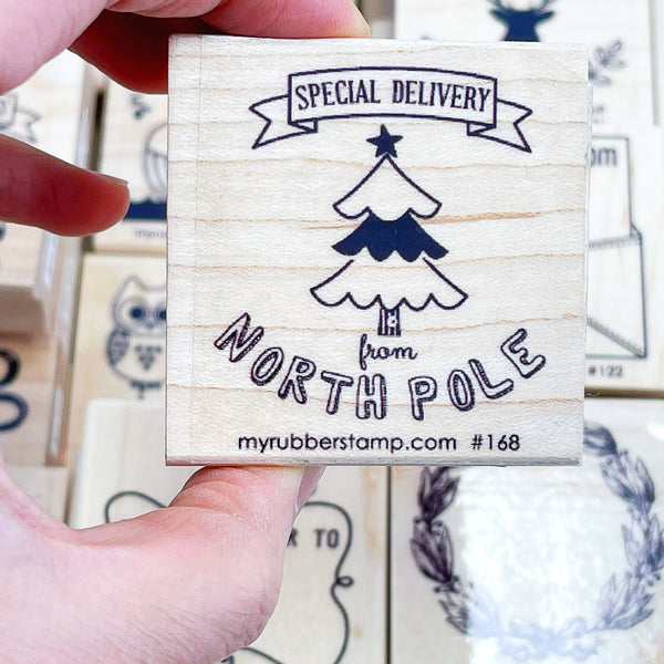 Special Delivery From North Pole Christmas Rubber Stamp
