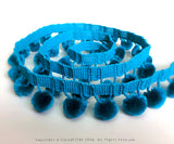 Turquoise Ball Fringe / Pom Pom Fringe. Use these pom pom trim in your planner spread, gift wrapping, tutu dress, advent calendar, hat making, curtains, baby blanket, pillows and all kind of craft projects.