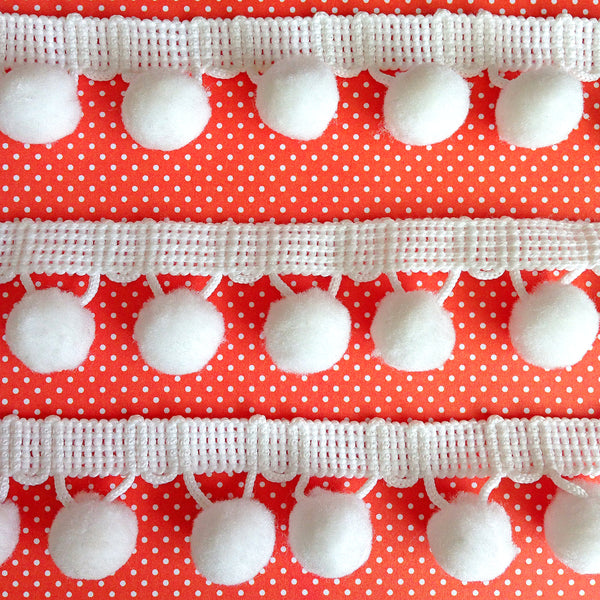 White Ball Fringe / Pom Pom Fringe. Use these pom pom trim in your planner spread, gift wrapping, advent calendar, hat making, curtains, baby blanket, pillows and all kind of craft projects.