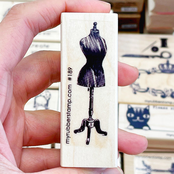 Vintage Mannequin Sewing Rubber Stamp