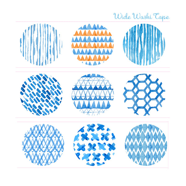 Watercolor Geometric Pattern Wide Washi Tape