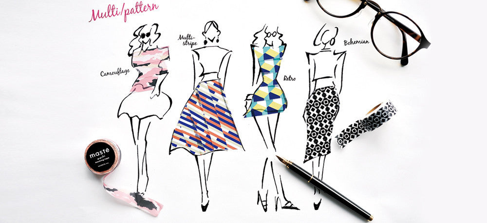 Retro Block Pattern Japanese Washi Tape • Multi Line Masté Masking Tape