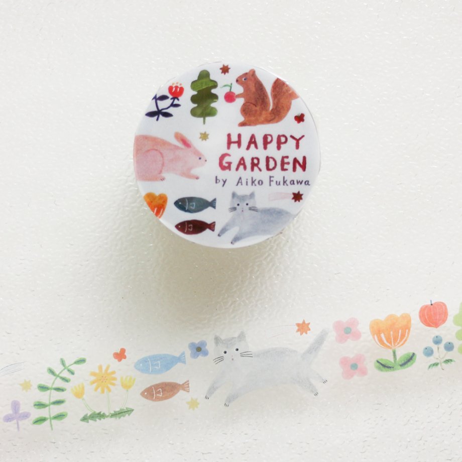 Cinta adhesiva washi transparente Happy Garden 