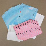 Green Onion & Bird Letter Set Writing Papers & Envelopes from Illustrator Subikiawa.