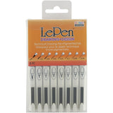 A pigmented ink pen that resists bleeding and is permanent on paper when dry. Set includes the following tips: 0.03, 0.05, 0.1, 0.3, 0.5, 0.8, 1.0 and brush tip.