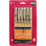 Pigma Micron Pens Assorted 6/Pkg Black Ink